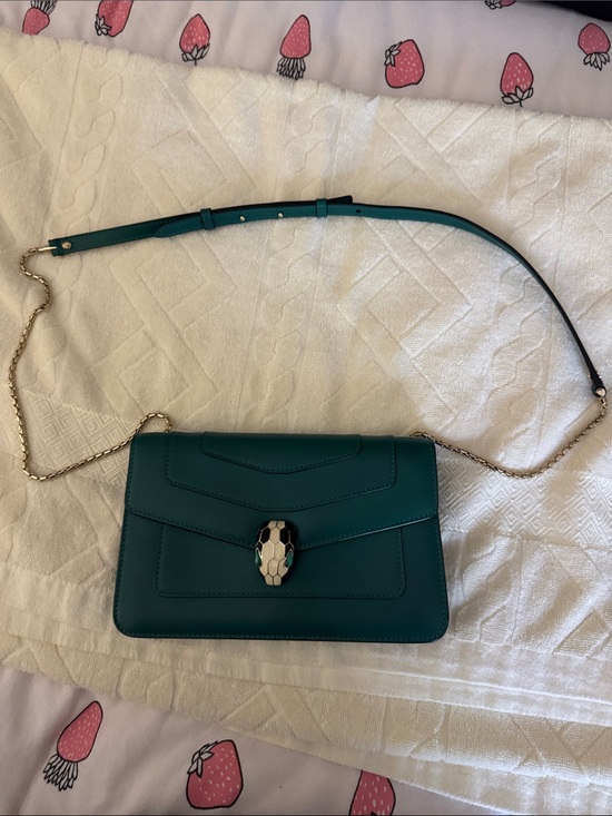 BVLGARI Handbags - Bulgari Teal Crossbody Bag with Snake-Head Clasp